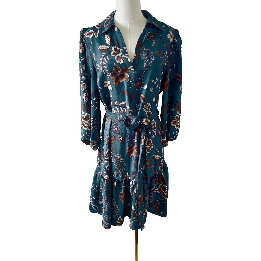 Jessica Howard (NWT) Forest Green w/Leaf Print Dress Women's Size 14